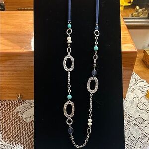 Elegant Silver and Blue Necklace